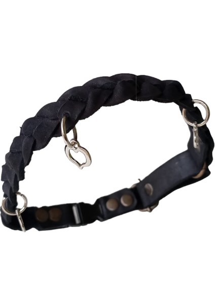Köpek kolyesi hakiki deri örme siyah genişlik:2cm boyun ölçüsü:40-50cm ayarlamalı K1-7