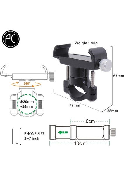 Gümüş Tarzı Pcycling Telefon Tutucu Alüminyum Alaşım 360 Derece Döndürme Akıllı Telefon Ayarlanabilir Destek Gps Bisiklet Telefon Standı Montaj Braketi (Yurt Dışından) fiyatları
