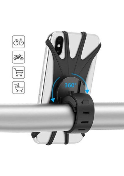 Siyah Stil Evrensel Bisiklet Cep Telefonu Tutucu Cep Cep Telefonu Gps Silikon Motosiklet Bisiklet Bisiklet Gidon Standı Destek Braketi (Yurt Dışından) fiyatları