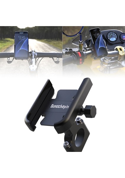 Siyah Stil Bisiklet Telefon Tutucu Standı C Motosiklet Gidon Cep Telefonu Desteği Alüminyum Alaşımlı 360 Rotasyon Mtb Bisiklet Montaj Aksesuarları (Yurt Dışından)