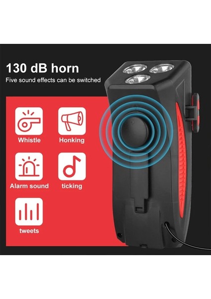 Siyah 2000MAH Tarzı Çok Fonksiyonlu Bisiklet Işık El Feneri Bisiklet Kornası Alarm Zili Mtb Far Cep Telefonu Tutucu Braketi Güç Bankası (Yurt Dışından)