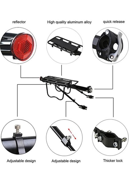 Siyah Stil 50KG Bisiklet Seatpost Çanta Tutucu Standı Bisiklet Bagaj Taşıyıcı Bisiklet Rafı Alüminyum Alaşımlı Kargo Arka Raf Raf Mtb Kurulum Araçları (Yurt Dışından) indirimleri
