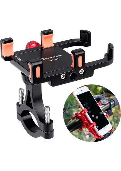 Siyah Güçlendirilmiş Stil Deemount 360D Rotasyon Alaşım Telefon Montaj Bisiklet Gidon Raf Yasaları Genişlik Gps Tutucu Motosiklet E-Bisiklet Braketini Ayarlayın (Yurt Dışından)