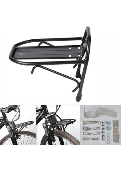 Siyah Stil Alüminyum Alaşımlı Mtb Bisiklet Bisiklet Bagaj Rafı Ön Raf Bisiklet Taşıyıcı Panniers Çanta Raf Bisiklet Bisiklet Aksesuarları Yük 10KG (Yurt Dışından) fırsatları