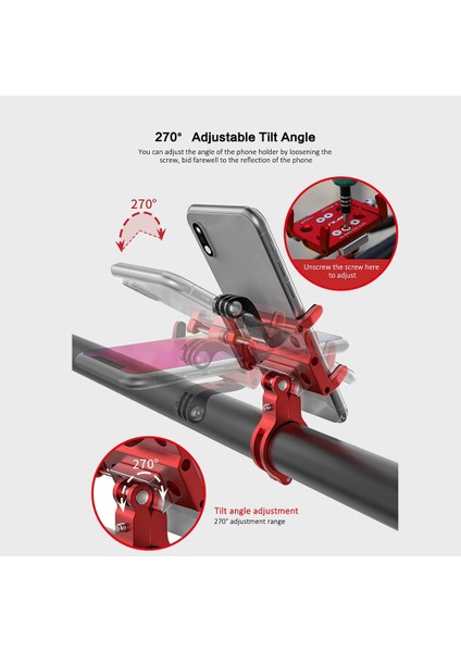 Kırmızı Stil Gub Alüminyum Bisiklet Bisiklet Telefon Tutucu 270 ° Ayarlanabilir Bisiklet Akıllı Telefon Braketi Eylem Kamerası Için Motosiklet El Feneri Için Standı (Yurt Dışından) indirimleri