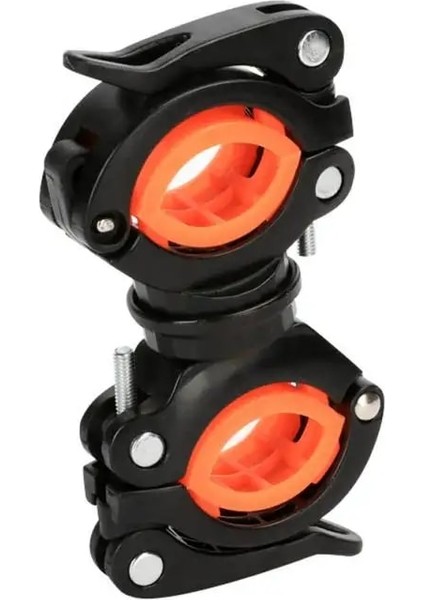 Siyah Turuncu Tarzı Bisiklet Işık Klipsi Sabit Braket Bisiklet Tutucu LED Torch Far Rafları Montaj 360 Derece Dönebilen Işık Standı Sürme Aksesuarı (Yurt Dışından)