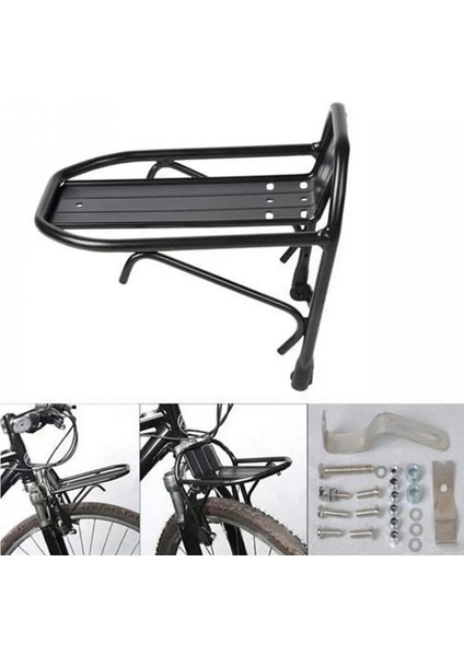Bisiklet Ön Rafı Alüminyum Alaşımlı Bisiklet Bagaj Rafı Taşıyıcı Panniers Braketi (Yurt Dışından)