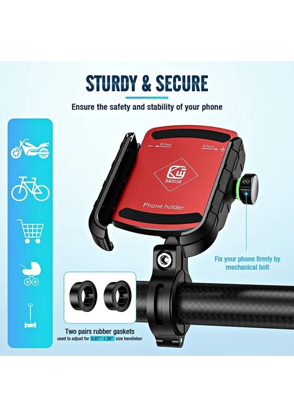 Gümüş Tarzı Bisiklet Bisiklet Montaj Için Telefon Tutucu Fit Inç Akıllı Telefon Gidon Suporte Celular Moto Cep Telefonu Tutucu Sarsıntı Önleyici (Yurt Dışından) fırsatları