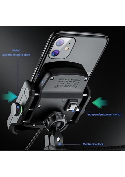 M8-Siyah Stili Kablosuz Şarjlı Bisiklet Telefon Tutucu Qc3.0 Hızlı Şarj Motosiklet Bisiklet Cep Telefonu Tutucu Gidon Montaj Standı Gps Braketi (Yurt Dışından) fırsatları