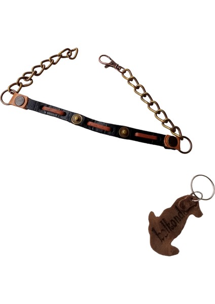 Köpek Kolyesi-Gerçek deri-Siyah/Taba-antik zincirli-Genişlik:1 cm-Boyun ölçüsü: L.40-50 cm-ayarlamalı-Dog Collar-K1-5 fiyatları