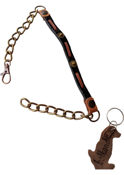 Köpek Kolyesi-Gerçek deri-Siyah/Taba-antik zincirli-Genişlik:1 cm-Boyun ölçüsü: L.40-50 cm-ayarlamalı-Dog Collar-K1-5 modelleri