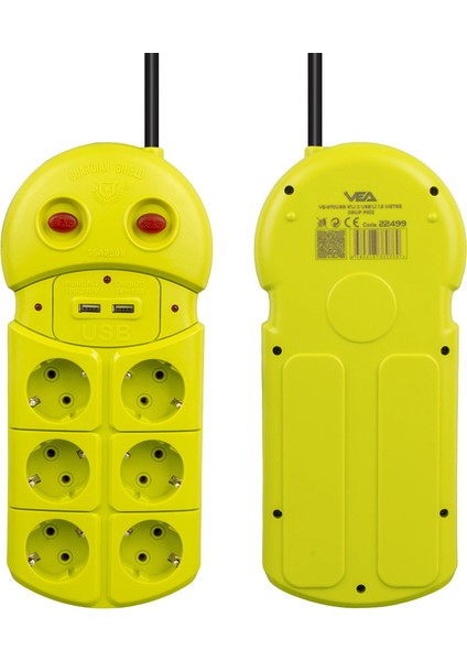 Shopzum Vea VE-970USB 6lı 2 Usbli 1.5 Metre Grup Priz