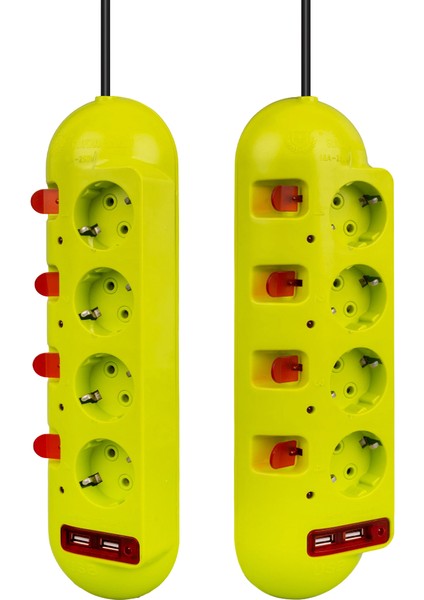 Shopzum Vea VE-E40USB 4lü 2 Usbli 1.5 Metre Ayrı Anahtarlı Grup Priz fiyatları