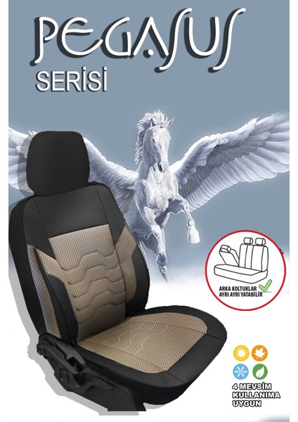 Nice Shop Pegasus Serisi Oto Koltuk Kılıfı Jakar Kumaş Ön Arka Tam Set