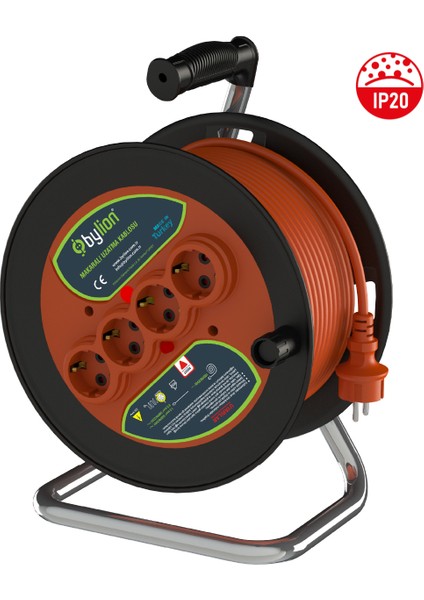 PMK-20315-F 3x1,5 20MT Kablolu Plastik Seyyar Kablo Makarası