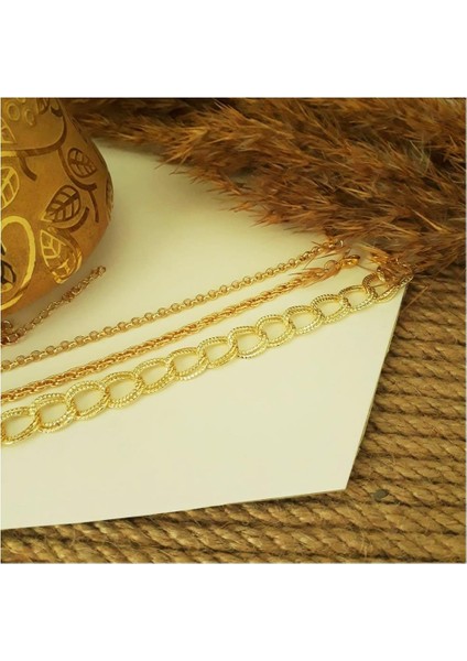 Altın Kaplama Üç Sıra Zincir Kadın Bileklik fiyatları