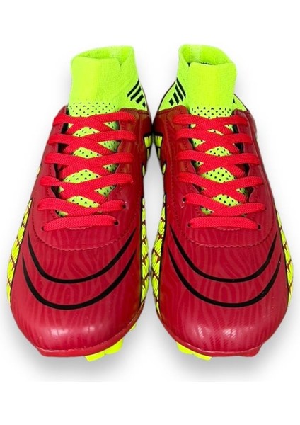 Çoraplı Bilekli Boğazlı Krampon Futbol Ayakkabısı KIRMIZI - SARI fırsatları