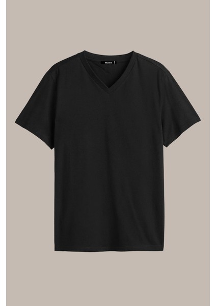 Metalıc Erkek Çok Renkli T- Shirt Regular Fit Rahat Kesim V Yaka 3'lü Basic Tişört Paketi