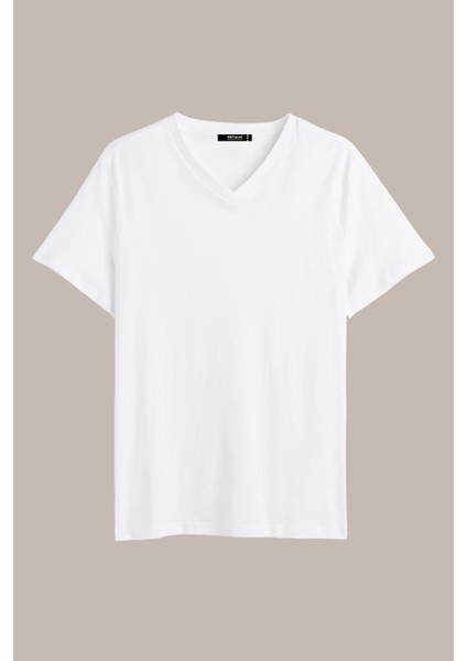 Metalıc Erkek Çok Renkli T- Shirt Regular Fit Rahat Kesim V Yaka 3'lü Basic Tişört Paketi