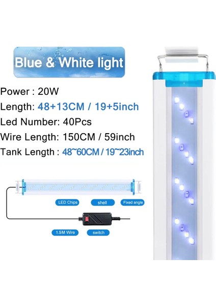 SZD-B50BW Stili LED Akvaryum Aydınlatması Süper Ince Su Bitkisi Işık cm Genişletilebilir Su Geçirmez Klipsli Balık Tankı Lambası (Yurt Dışından) fiyatları