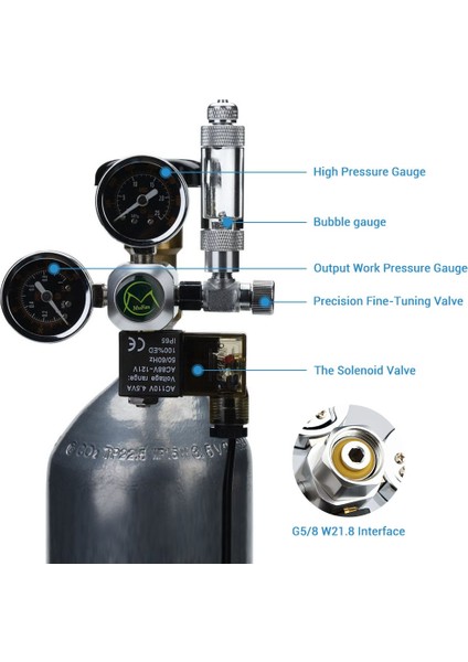 Solenoid Valf Stili W21.8 Abd Fişi Nıcrew Akvaryum Co2 Regülatörü Manyetik Solenoid Kiti Çek Valf Balık Tankı Aksesuarları Co2 Kontrol Sistemi Reaktör Jeneratör Seti (Yurt Dışından) indirimleri