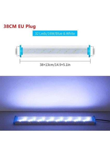38 Ab Fiş Stili Süper Ince Led'ler Akvaryum Aydınlatması Mavi Beyaz Balık Tankı Işık Genişletilebilir Su Geçirmez Klip Bitki Büyüme Lambası Useu Fişi (Yurt Dışından) fiyatları