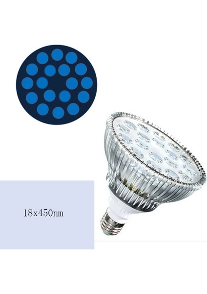 Longbangdian Shop 18B 450NM Tarzı Saf Mavi 450NM 54W E27 LED Akvaryum Işığı PAR38 LED Bitki Balık Resif Mercan Tankları Için Sebze Büyütün (Yurt Dışından)