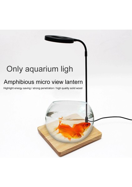 M Tarzı 10W Minyatür Peyzaj USB Ahşap Tahta Balık Tankı ile Powered Akvaryum LED Işık Saksı Bitkileri USB Powered Su Geçirmez Ayarlanabilir (Yurt Dışından)