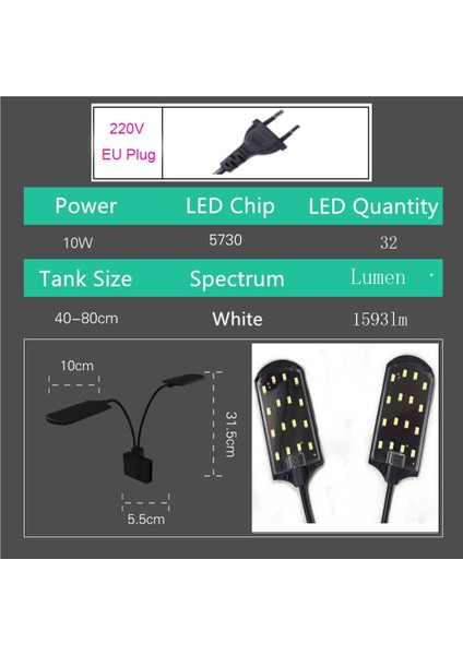 X7 Ab-Fiş Stili Çift Lambalı Tatlı Su Bitkileri Üzerinde Süper Ince Akvaryum LED Aydınlatma Klipsi Nano Balık Tankları Için Işık Büyümek LED Akvaryum (Yurt Dışından) fiyatları