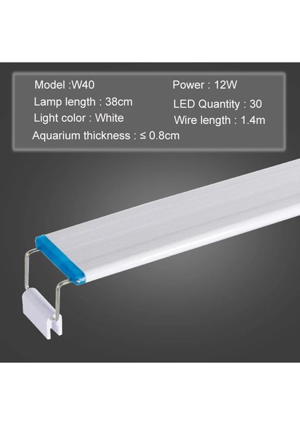 Beyaz 40 Tarzı Akvaryum LED Işık Süper Ince Balık Tankı Su Bitkileri Aydınlatma Büyümek Su Geçirmez Parlak Klip Lamba Bitkiler Için Mavi LED cm 220V (Yurt Dışından)