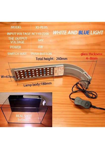 X9 Stili Akvaryum Işık Aydınlatma Bitkileri Ab Tak Balık Tankı Süs Aydınlatma ile Mercan Resif Balıkları Için Clip-On LED Akvaryum Işık Lambası Büyümek (Yurt Dışından)