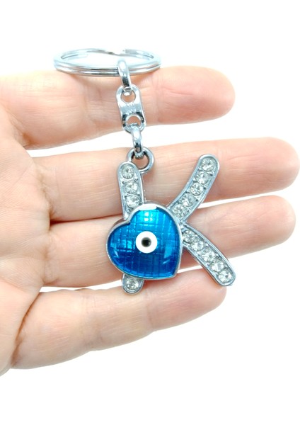 K Harfli Nazar Boncuklu EN04001 Anahtarlık