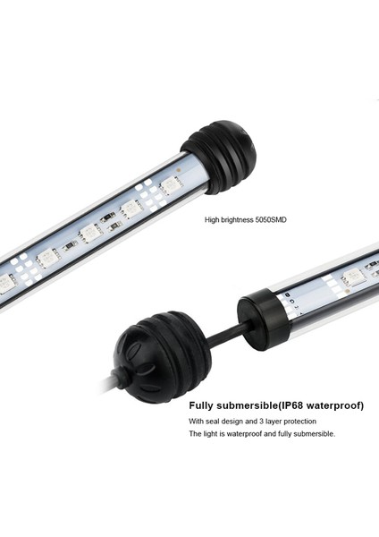 Uzak Stil ile 28 cm Rgb cm Su Geçirmez LED Akvaryum Aydınlatma Balık Tankı Işık Çubuğu Bluewhite Dalgıç Sualtı Lamba Işığı Sucul Dekor (Yurt Dışından)