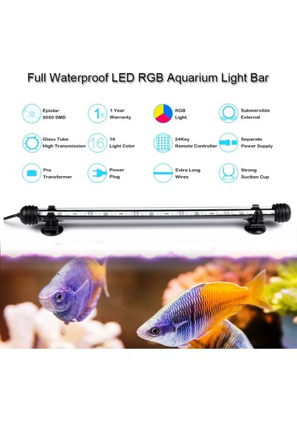 19CM Ab Tarzı Balık Tankı Işık LED Uzaktan Kumanda Renk Değişikliği Balık Tankı Lambası Rgb Abd Ab Tak Dalgıç Balık Tankı Işık IP68 Su Geçirmez (Yurt Dışından)