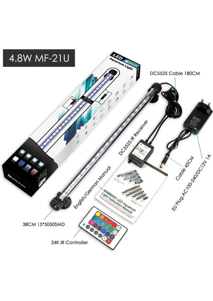 Ab Tak 38CM Stili Ab Tak Akvaryum Balık Tankı LED Işık Rgb Renkli Sualtı Dalgıç Işık Çubuğu Uzaktan Kumandalı Su Geçirmez Md Su Lambası (Yurt Dışından) fiyatları