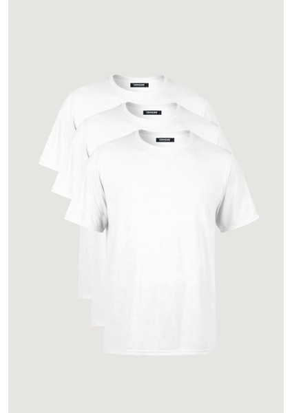 Erkek Çok Renkli T- Shirt Regular Fit Rahat Kesim Bisiklet Yaka 3'lü Basic Tişört Paketi