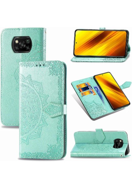 Xiaomi Poco X3 Nfc Darbeye Deri Kılıf Zarif Desen (Yurt Dışından)
