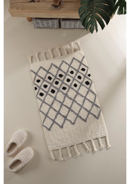 Neveda Tekli Banyo Paspası %100 Pamuk 60x90 Gri