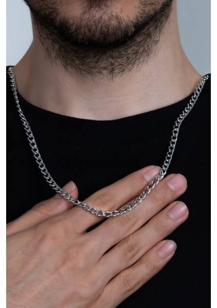 Gemici Erkek Çelik Zincir Kolye Ince 4mm eck06