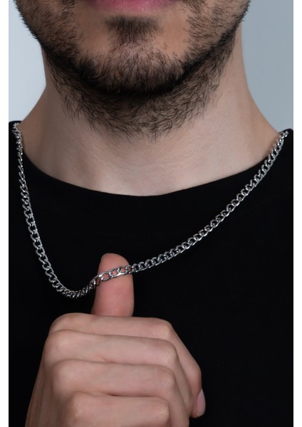 Gemici Erkek Çelik Zincir Kolye Ince 4mm eck06