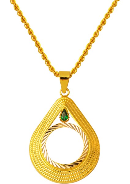 Damla 14 Ayar Çeyrek Altın Çerçeveli Kolye