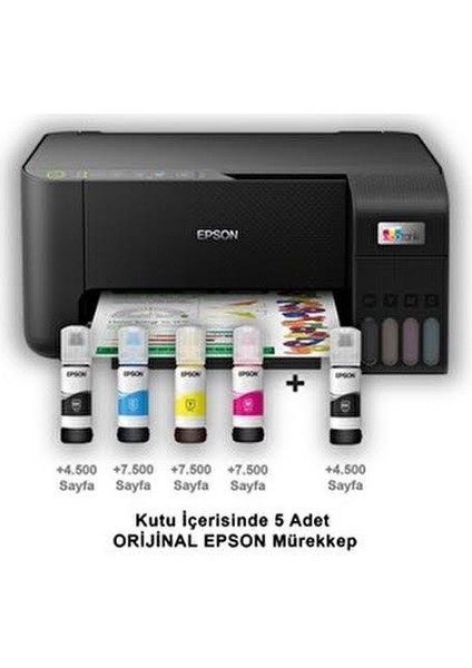 EcoTank L3210 Yazıcı+Tarayıcı+Fotokopi Tanklı Yazıcı