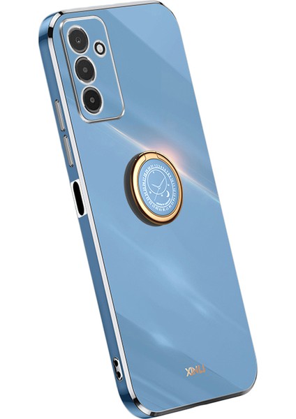 Samsung Galaxy F13 Için Xinli 4g Hassas Lens Kesim Anti-Fall Anti Anti Tele Kılıfı Kickstand Elektroliz Altın Kenar Yumuşak Tpu Kapak Mavisi (Yurt Dışından)