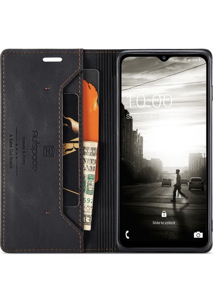 Samsung Galaxy A34 Için Cüzdan Telefon Kılıfı A34 5g Rfıd Engelleme Flip Deri Kapağı A01 Serisi Retro Stand Telefon Kapağı Black (Yurt Dışından)