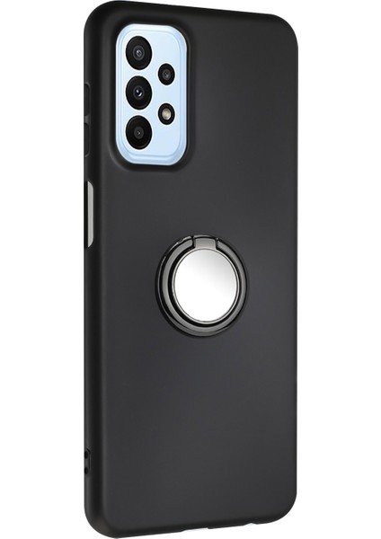 Samsung Galaxy A53 Için Koruyucu Kabuk 5g Çizelge Anti-Çizelge Ayna Benzeri Yüzük Kickstand Case Mat Tpu Telefon Kapak Black (Yurt Dışından)