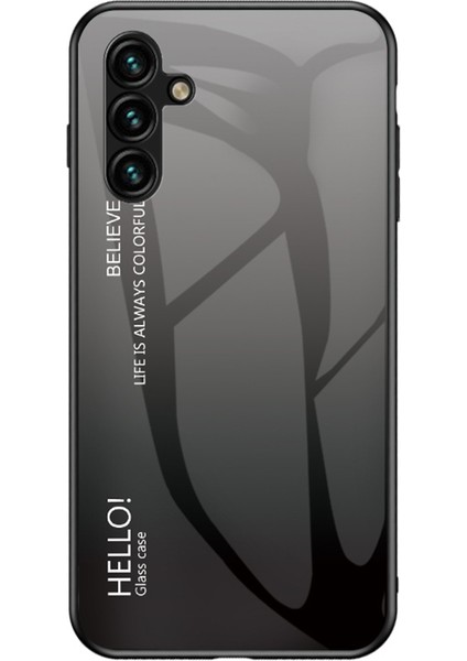 Samsung Galaxy A54 Için 5g Gradyan Renk Yumruğu Geçirmez Telefon Kılıfı Temperlenmiş Cam Sert Pc Yumuşak Tpu Anti-Drop Hibrit Kapak Sınıfı Siyah Gri (Yurt Dışından)