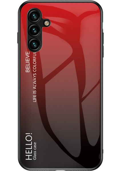 Samsung Galaxy A54 Için 5g Gradyan Renk Yumruğu Geçirmez Telefon Kılıfı Temperlenmiş Cam Sert Pc Yumuşak Tpu Anti-Drop Hibrit Kapak Sınıf Kırmızı Siyah (Yurt Dışından)