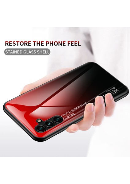 Samsung Galaxy A54 Için 5g Gradyan Renk Yumruğu Geçirmez Telefon Kılıfı Temperlenmiş Cam Sert Pc Yumuşak Tpu Anti-Drop Hibrit Kapak Sınıf Kırmızı Siyah (Yurt Dışından)