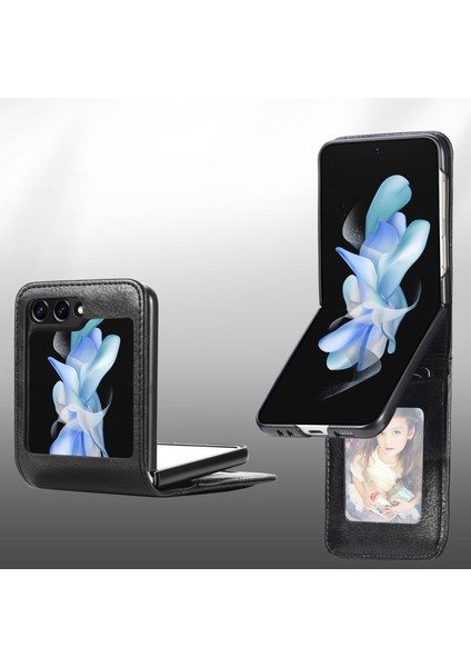 Samsung Galaxy Z Flip5 5g Cüzdan Tasarım Telefon Kılıfı Pu Deri+Pc Cep Telefonu Kapak-Kahverengi (Yurt Dışından)