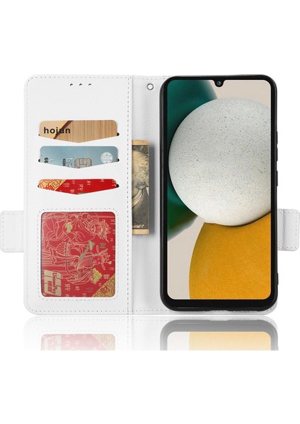 Samsung Galaxy M14 Için 5g Çift Manyetik Toka Kapak Cüzdan Standı Litchi Doku Pu Deri+Tpu Telefon Kılıfı-Beyaz (Yurt Dışından) fiyatları